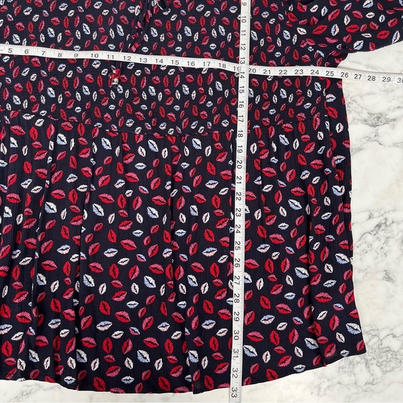 Ulla Popken Smocked Lip Print Blouse Tunic Top Flowy 3/4 Sleeves Size 20/22 - Picture 9 of 12